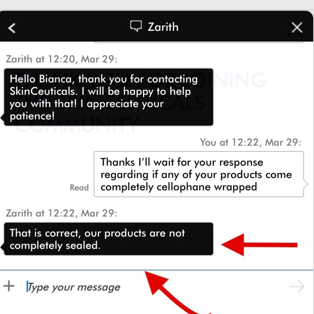 SKINCEUTICALS’ PRODUCTS ARE ‼️NOT‼️CELLOPHANE WRAPPED‼️